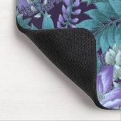 Lila u. aquamarine Dschungel-Blumen Mousepad (Ecke)
