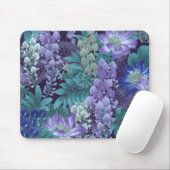 Lila u. aquamarine Dschungel-Blumen Mousepad (Mit Mouse)