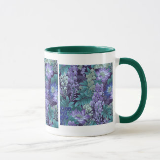 Lila u. aquamarine Dschungel-Blumen Tasse