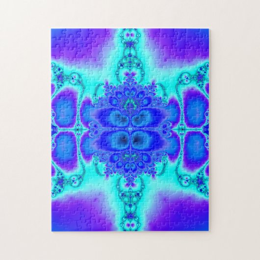 Lila u. blaue Fraktal-Kunst Puzzle (Vertikal)
