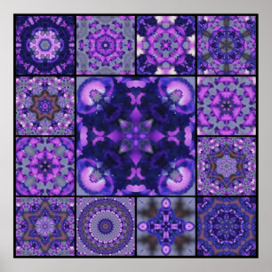 Lila u. blaue Iris-Blumen-Blumenblätter, Poster