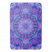 Lila u. blaues Vintages Fraktal-Kaleidoskop Badematte (Vorderseite Vertikal)