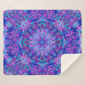 Lila u. blaues Vintages Fraktal-Kaleidoskop Sherpadecke (Vorderseite (Horizontal))