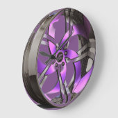 Lila u. Chrom-Kante Große Wanduhr (Winkel)