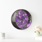 Lila u. Chrom-Kante Große Wanduhr (Zuhause)