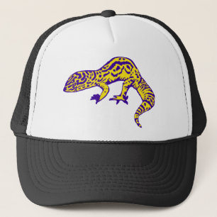 Lila u. gelber Gecko Truckerkappe