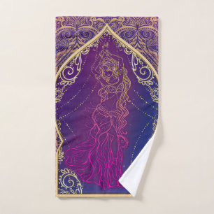 Lila u. Goldmarokkanischer arabischer Badhandtuch Set