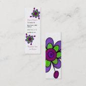 Lila u. grüne Spaß-Blumen Mini Visitenkarte (Vorne/Hinten)