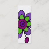 Lila u. grüne Spaß-Blumen Mini Visitenkarte (Rückseite)