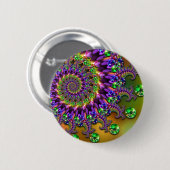 Lila u. grünes Bokeh Fraktal-Muster Button (Vorne & Hinten)