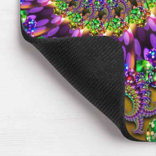 Lila u. grünes Bokeh Fraktal-Muster Mousepad (Ecke)