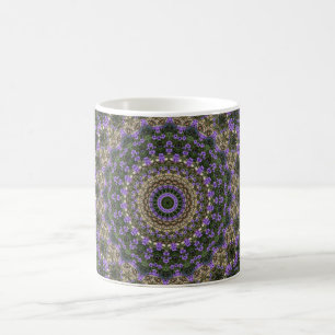 Lila u. grünes Spitze-Fraktal Design Kaffeetasse