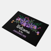 Lila u. orange Hand gezeichnete Blumen, Fußmatte (Schrägansicht)