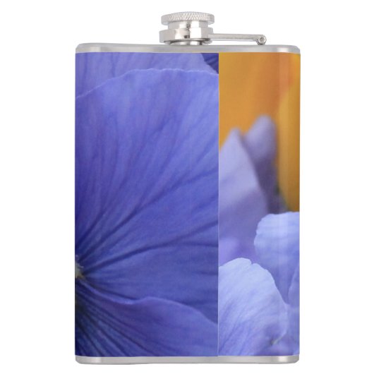 Lila u. orange Stiefmütterchen mit grünem Flachmann (Rückseite)