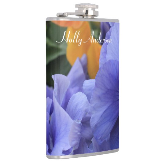 Lila u. orange Stiefmütterchen mit grünem Flachmann (Rechts)