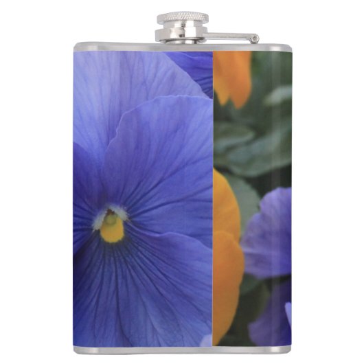 Lila u. orange Stiefmütterchen mit grünem Flachmann (Rückseite)