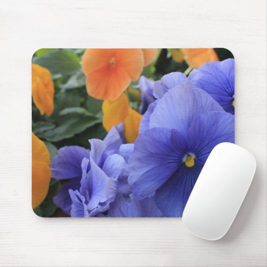 Lila u. orange Stiefmütterchen mit grünem Mousepad (Mit Mouse)