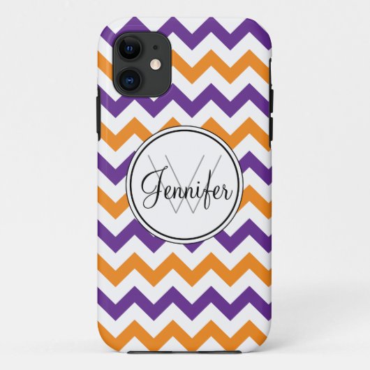 Lila u. orange Zickzack Monogramm iPhone 5 Case-Mate iPhone Hülle (Rückseite)