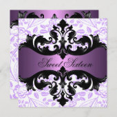 Lila u. schwarze einladung (Vorne/Hinten)
