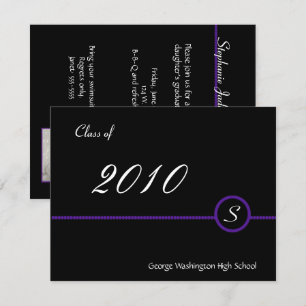 Lila u. schwarze Monogramm-Foto-Einladung Einladung