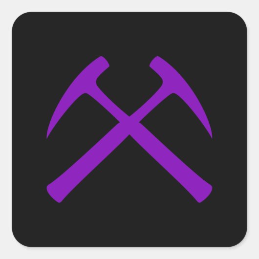 Lila u. schwarzer gekreuzter Felsen hämmert Quadratischer Aufkleber (Vorderseite)