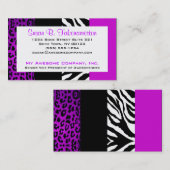 Lila u. schwarzer Tierdruck-Zebra und Leopard Visitenkarte (Vorne/Hinten)