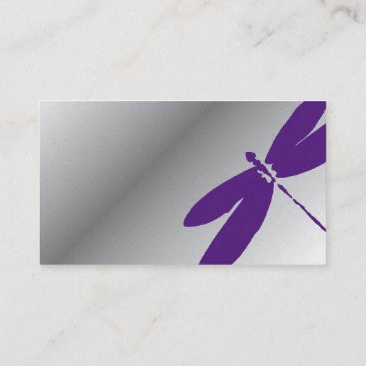 Lila u. silberne Libellen-Geschäfts-Karten Visitenkarte (Rückseite)