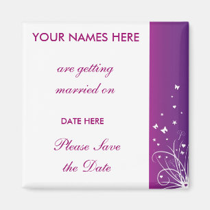Lila u. weiß Save the Date Wedding Magneten Magnet