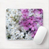 Lila u. weiße Blumen Mousepad (Mit Mouse)