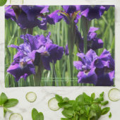 Lila u. weiße sibirische Iris, falsches Indigo Geschirrtuch (Gefaltet)