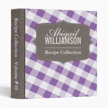 Lila u. weißer Gingham-südliche Rezept-Mappe