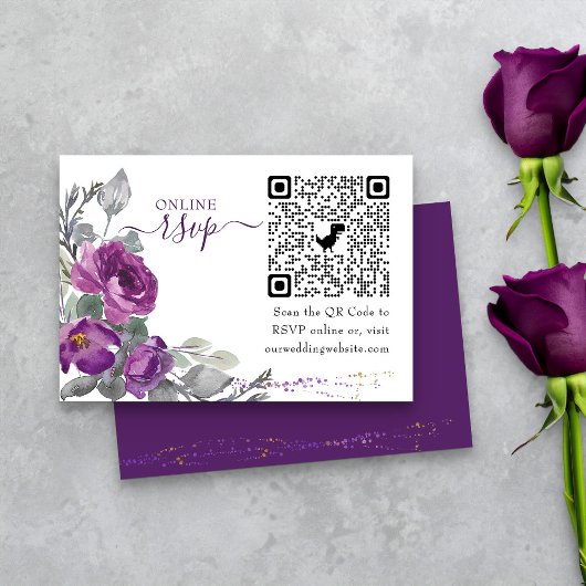 Lila UAWG QR-Code für Hochzeitflorale Begleitkarte