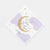 Lila Über den Mond Baby Shower Serviette (Ecke)