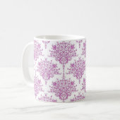 Lila über weißes Muster der Damaskus-Blume Kaffeetasse (Vorderseite Links)