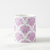 Lila über weißes Muster der Damaskus-Blume Kaffeetasse (Mittel)