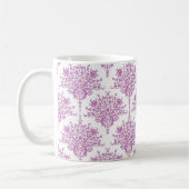 Lila über weißes Muster der Damaskus-Blume Kaffeetasse (Links)