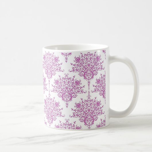 Lila über weißes Muster der Damaskus-Blume Kaffeetasse (Rechts)