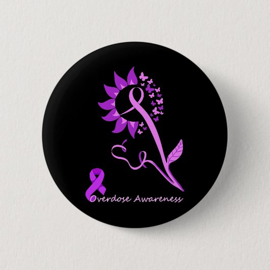 Lila Überdosierung Butterfly Sonnenblumenribb Button (Vorderseite)