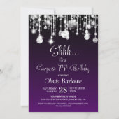 Lila Überraschung 75. Geburtstagsparty Einladung (Vorderseite)