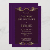 Lila Überraschung am Geburtstag Einladung (Vorne/Hinten)
