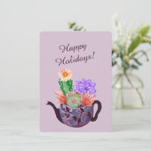 Lila Überraschung Feiertagskarte (Stehend Vorderseite)