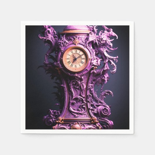 Lila Uhr Serviette (Vorderseite)