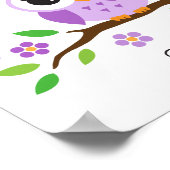 Lila Uhu personalisierte Kinderzimmer Mauer Kunst  Poster (Ecke)