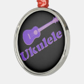 Lila Ukulele Silbernes Ornament (Links)