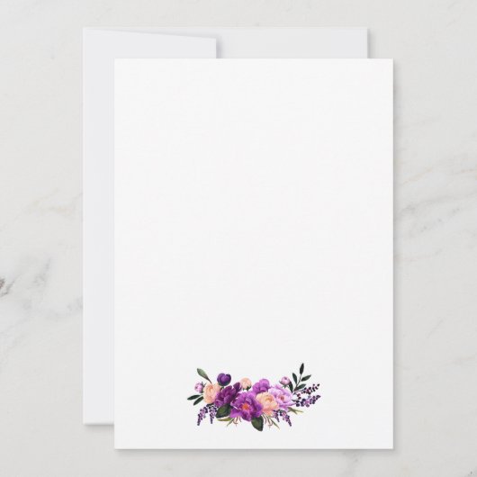 Lila Ultra-Violet-Blütengoldverheiratung Einladung (Rückseite)