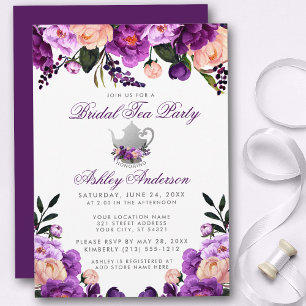Lila Ultra-Violet Brautparty Tee-Party Einladung