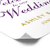Lila Ultra Violet Floral Gold Hochzeit Willkommen Poster (Ecke)