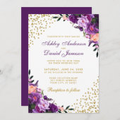 Lila Ultra-Violet-Glitzer-Hochzeit Einladung (Vorne/Hinten)