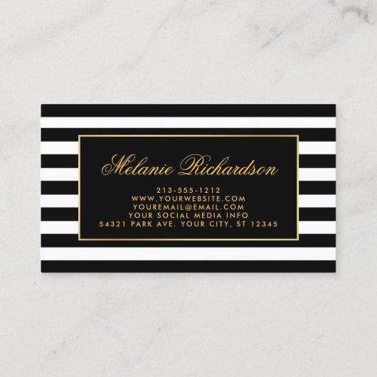 Lila Ultra-Violet-Gold-Streifen Visitenkarte (Rückseite)