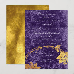 Lila Ultra Violett Gold Blumenkranz Samt Pflaume Einladung